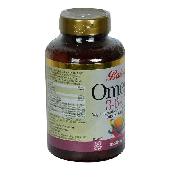 Omega 3-6-9 1585 Mg x 60 Yumuşak Kapsül EPA-18 DHA-12 - Resim 3