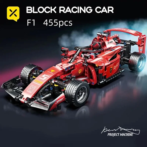 F1 FORMULA YARIŞ ARACI 6+ YAŞ 455 PARÇA PULL BACK ÇEK BIRAK  YAPI BLOK HEDİYELİK OYUNCAK - 2