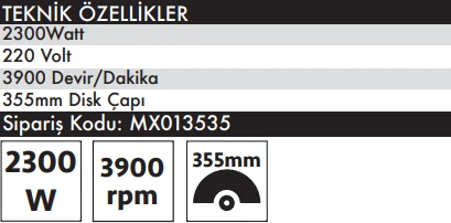 MAX EXTRA 355mm Profil Kesme Makinası 2300 Watt (MX3535) - 2