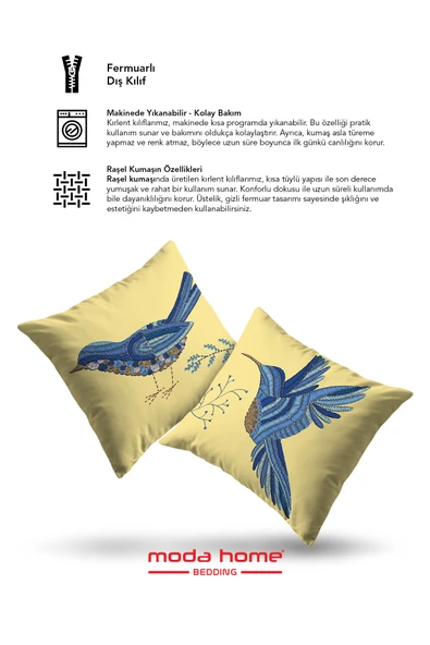 Moda Home Bedding Kırlent,Dolgulu kırlent,baskılı Kırlent,dekorasyon Kırlent(2 Adet) set5 - 2