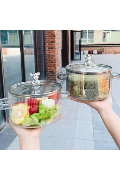 1,5 Litre Borosilikat Isıya Dayanıklı Pinterest Stil Cam Tencere Minimalist Tencere Mutfak Pişirme - 5