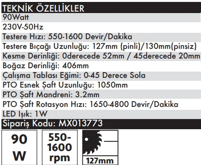 MAX EXTRA MX3773 - Şaftlı Kıl Testeresi Makinesi 90 Watt - Resim 4