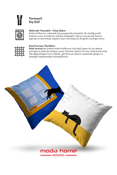 Moda Home Bedding Kırlent,Dolgulu kırlent,baskılı Kırlent,dekorasyon Kırlent(2 Adet) set7 - 2