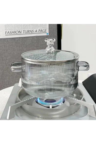 1,5 Litre Borosilikat Isıya Dayanıklı Pinterest Stil Cam Tencere Minimalist Tencere Mutfak Pişirme - 4