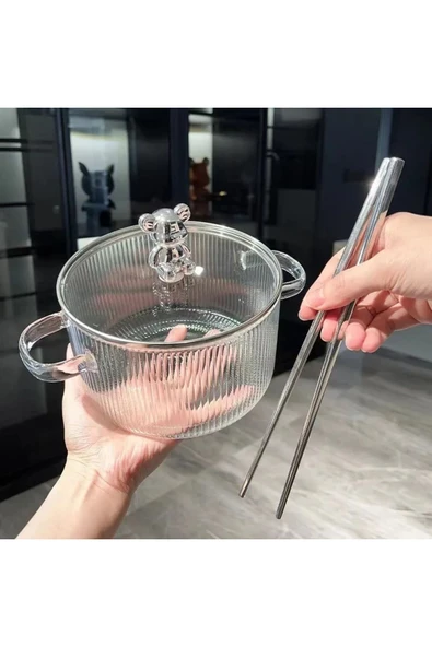 1,5 Litre Borosilikat Isıya Dayanıklı Pinterest Stil Cam Tencere Minimalist Tencere Mutfak Pişirme - 2