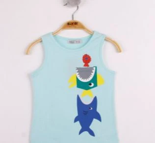 Erkek Çocuk Cepli Balık Baskılı Atlet - 3