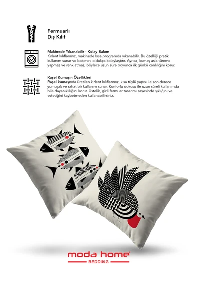 Moda Home Bedding Kırlent,Dolgulu kırlent,baskılı Kırlent,dekorasyon Kırlent(2 Adet) set10 - 2