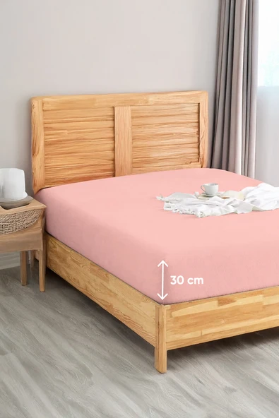 Upstyle Penye Lastikli Çarşaf Pamuklu Jersey Tek Kişilik 100x200cm Pembe - 3