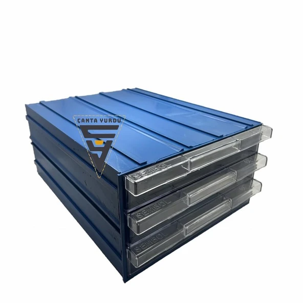 Sembol 513 Plastik Üç Çekmeceli Kutu 340X260x150mm 6 Adet - 3