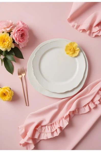 Vintage Soft Pembe Fırfırlı Keten Masa Örtüleri 17 Boy Seçeneğiyle - Resim 4