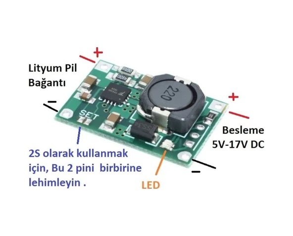 18650 TP5100 1S (4.2V) Ve 2S(8.4V) Lityum Pil Batarya Şarj Modülü - 2