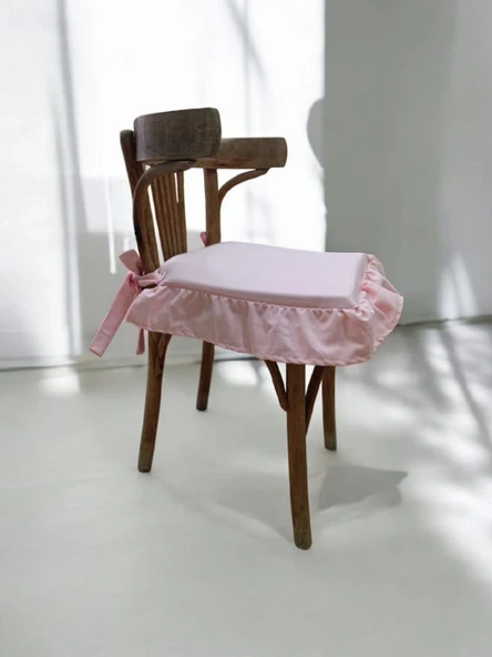 Fırfırlı Sıvı & Leke Itici Iskandinav Sandalye Minderi Pembe - 5