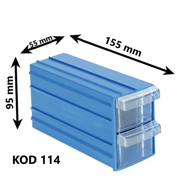 Sembol 114 Plastik Çift Çekmeceli Kutu 155X95x55mm 12 Adet - 3