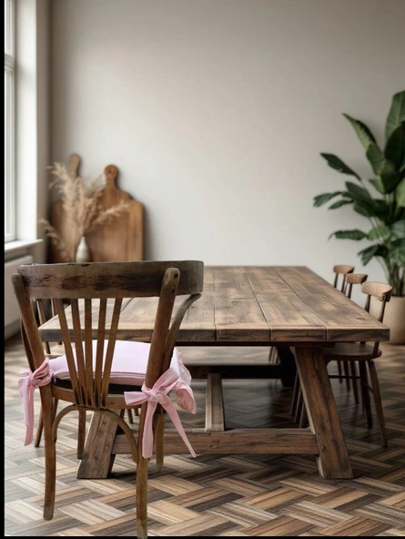 Fırfırlı Sıvı & Leke Itici Iskandinav Sandalye Minderi Pembe - 7