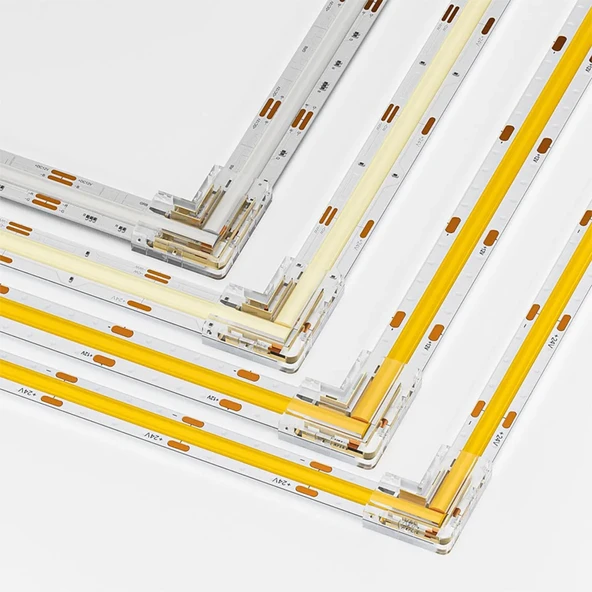4 adet şeffaf L şekli kapak konnektörleri 2pin FCOB 8mm LED şerit işıklar lehimsiz bağlantı - 6