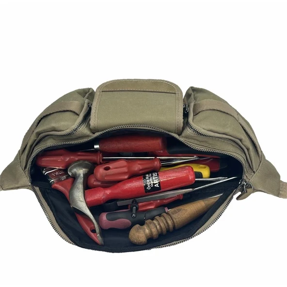 Cordura 1000D Makinist Elektrikçi Alet ve Takım Bel Çantası Bej - 4