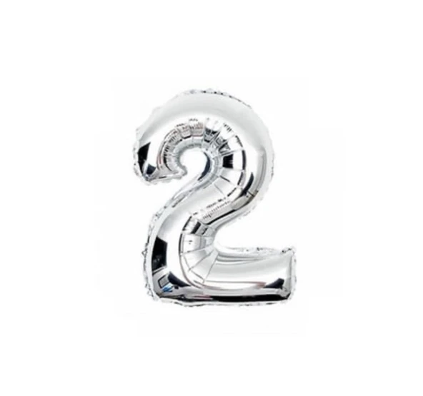 Brokoli Home 2 Numara Gümüş Folyo Balon 100cm 40inç Helyuma Uygun Parti Balonu Numaralar - 2