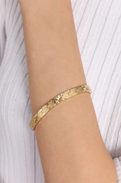 Yıldız Desen Gold Bayan Çelik Bileklik