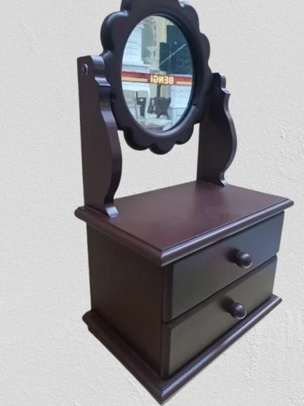 Hobi ERDL MODEL 90526 Papatya 2 Çekmeceli Aynalı Makyaj Kutusu El Yapımı - 5