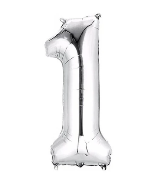 Brokoli Home 1 Numara Folyo Gümüş Folyo Balon 100cm 40inç Helyuma Uygun Parti Balonu Numaralar - 2