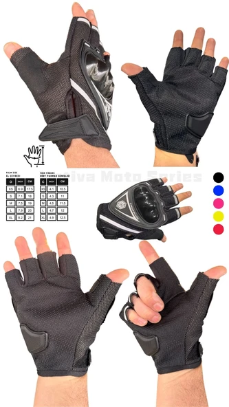 Motiva Works 5 Renk Kısa Yarım Reflektörlü Korumalı Motosiklet Eldiveni MW120 - 3