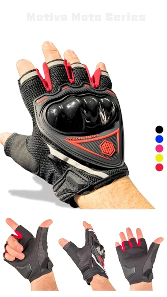 Motiva Works 5 Renk Kısa Yarım Reflektörlü Korumalı Motosiklet Eldiveni MW120 - 7