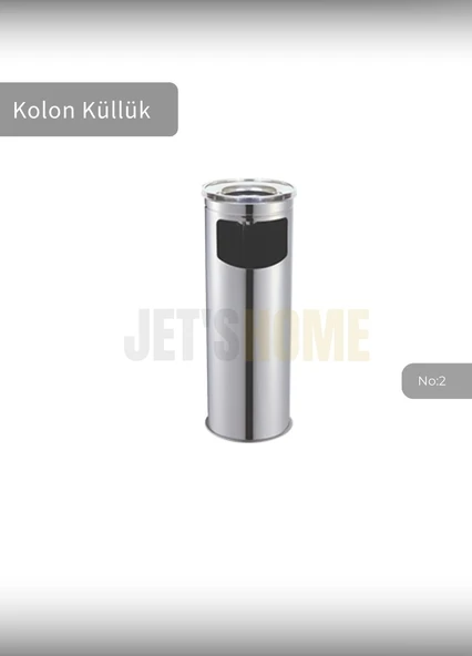 Kolon Küllük Paslanmaz Dış Mekan Sigaralık Lüks Ayaklı Küllük No:2 Çöp Kovası Kutusu Gri - 2