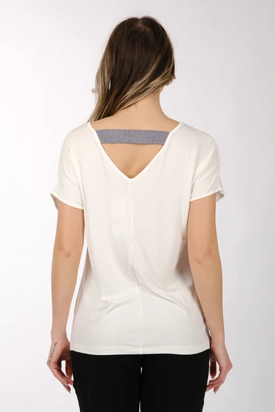 Daıdo Minimalist Oversize V Yaka Kadın Tişört - Günlük Şıklık - Resim 5