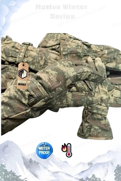 Su Geçirmez Askeri Kamuflaj Motosiklet Taktik Askeri Spor Kışlık Kar Balıkçı Eldiveni - 4