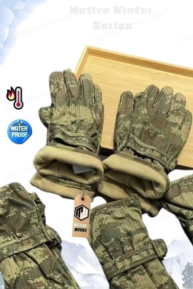Su Geçirmez Askeri Kamuflaj Motosiklet Taktik Askeri Spor Kışlık Kar Balıkçı Eldiveni - 2