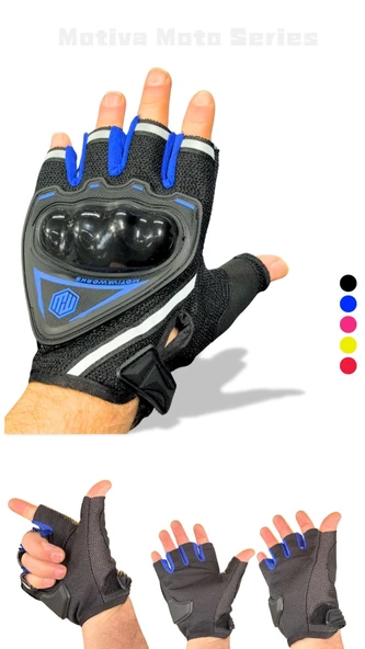 Motiva Works 5 Renk Kısa Yarım Reflektörlü Korumalı Motosiklet Eldiveni MW120 - 4