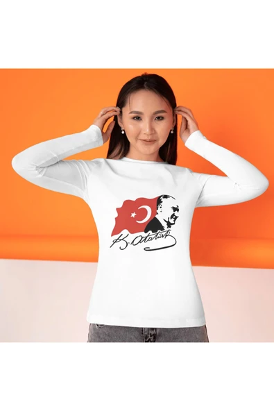 ALPŞAN TİCARET  23 Nisan Baskılı Uzun Kollu İnce T-shirt Çocuk Yetişkin Çocuk Bayramı Uzun Kollu Tişört - 3