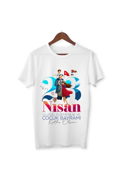 ALPŞAN TİCARET  23 Nisan Baskılı Unisex Çocuk/Yetişkin Tişört Çift Taraflı Baskı Çocuk Bayramı T-shirt - 5