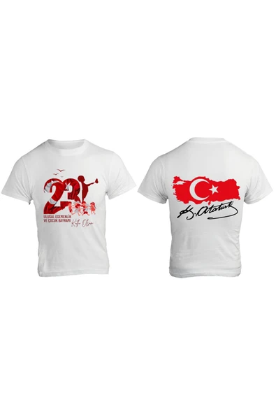 ALPŞAN TİCARET Bayrak Baskılı 23 Nisan Ulusal Egemenlik Ve Çocuk Bayramı Çocuk Pamuklu Yumuşak T-shirt ürün görseli