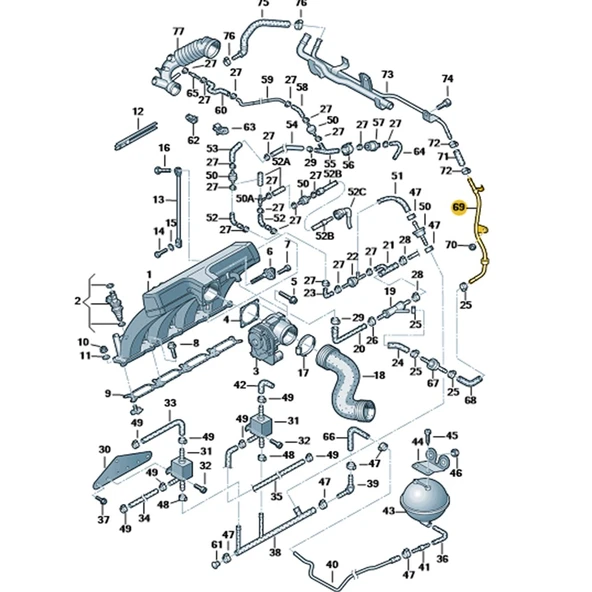 Skoda Superb 2002-2008 1.8 AWT Motor Emme Borusu 06B133522E - 2