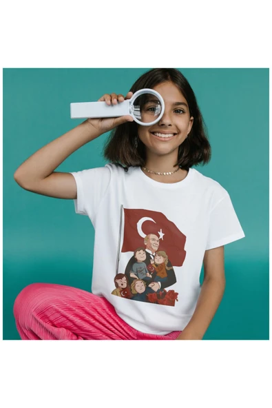 ALPŞAN TİCARET  23 Nisan Tişörtleri 23 Nisan T-shirt Beyaz Çocuk Yetişkin Tişört Unisex T-shirt Çocuk Bayramı - 3