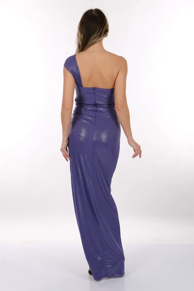 Dori Tek Omuz Dekolte Detaylı Önden Yırtmaçlı Maxi Boy Kadın Abiye 2246036 - 8