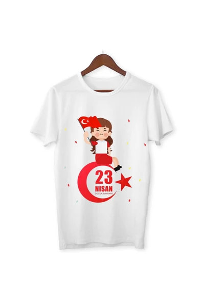 ALPŞAN TİCARET  23 Nisan Tişörtleri 23 Nisan T-shirt Beyaz Çocuk Yetişkin Tişört Unisex T-shirt Çocuk Bayramı