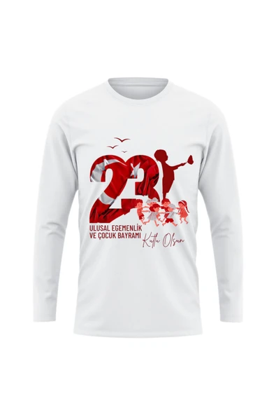 ALPŞAN TİCARET 23 Nisan Tişört 23 Nisan T-shirt Beyaz Çocuk Yetişkin Tişört Unisex T-shirt Çocuk Bayramı ürün görseli