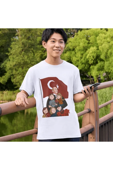 ALPŞAN TİCARET  23 Nisan Tişörtleri 23 Nisan T-shirt Beyaz Çocuk Yetişkin Tişört Unisex T-shirt Çocuk Bayramı - 2