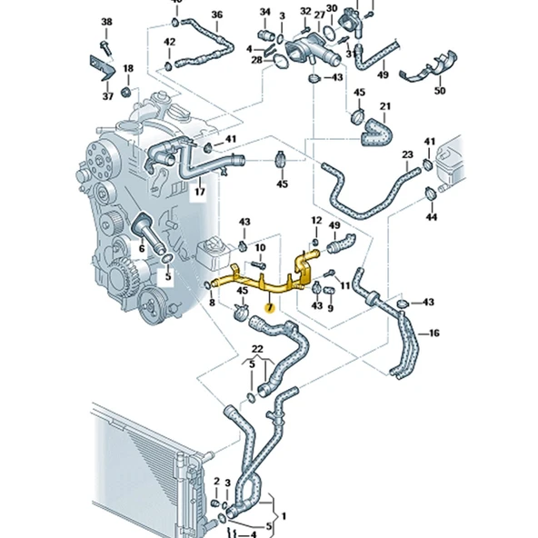 Audi A4 2001-2004 1.9TDi AVB Motor Devirdaim Su Borusu 038121065BH - Resim 2