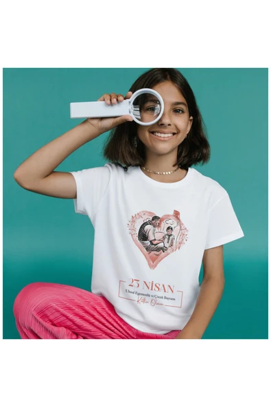 ALPŞAN TİCARET  23 Nisan Tişört 23 Nisan T-shirt Beyaz Çocuk Yetişkin Tişört Unisex T-shirt Çocuk Bayramı