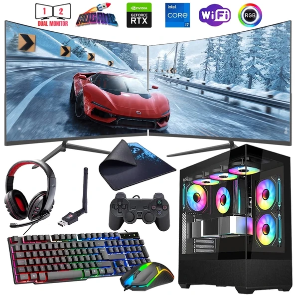 İ7 12700F 16GB DDR4 1TB m2 12GB RTX3060 Çift 24" Monitörlü Oyun Bilgisayarı (Gaming SET) ürün görseli