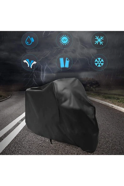 MotoEN  Mutt Sabbath 125 Motorsiklet Brandası, Motor Örtüsü - Siyah - Resim 2