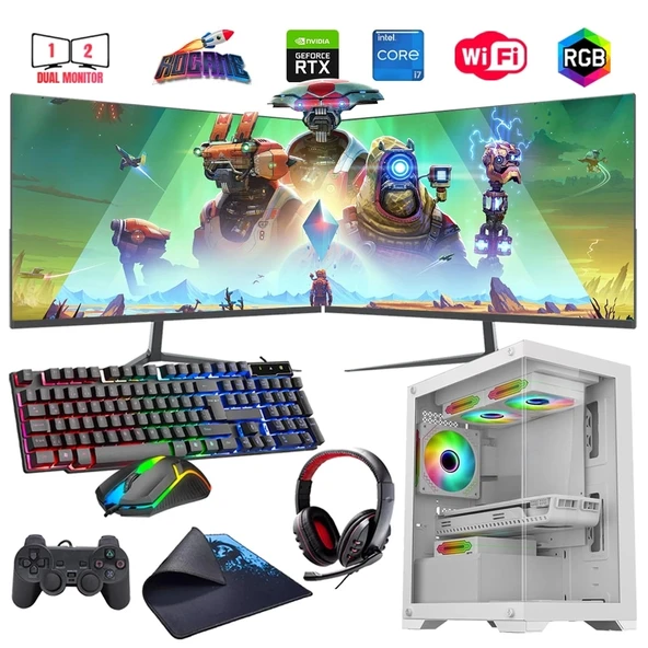 İ7 12700F 16GB DDR4 1TB m2 8GB RTX3050 Çift 24" Monitörlü Oyun Bilgisayarı (Gaming SET) ürün görseli