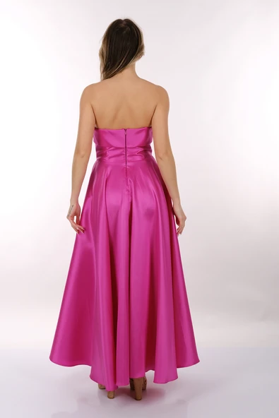 DORİDORCA Straplez Saten Maxi Boy Kadın Abiye 2246068 - 10