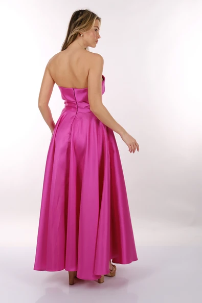 DORİDORCA Straplez Saten Maxi Boy Kadın Abiye 2246068 - 12