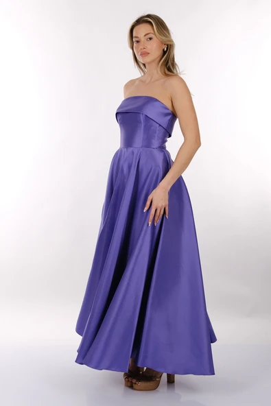 DORİDORCA Straplez Saten Maxi Boy Kadın Abiye 2246068 - 9