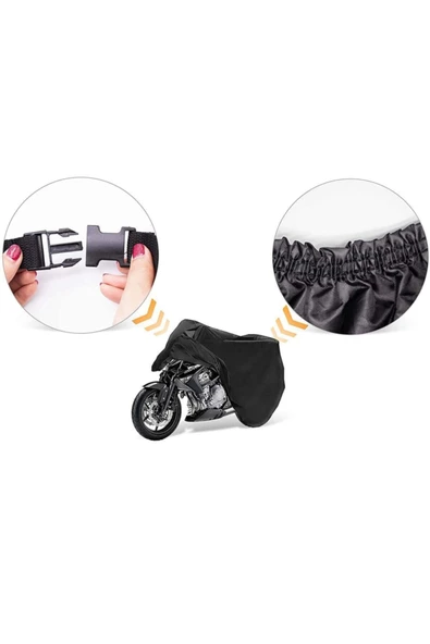 MotoEN  Asya As 125 Motosiklet Brandası Motosiklet Örtüsü Bağlantı Tokalı Siyah - Resim 4