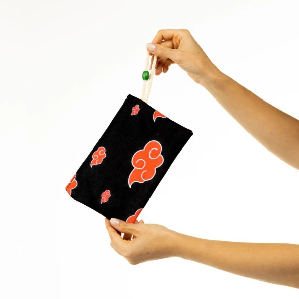 Naruto Bulut Baskılı Bez Kalemlik Fermuarlı Cüzdan Makyaj Çantası - 2